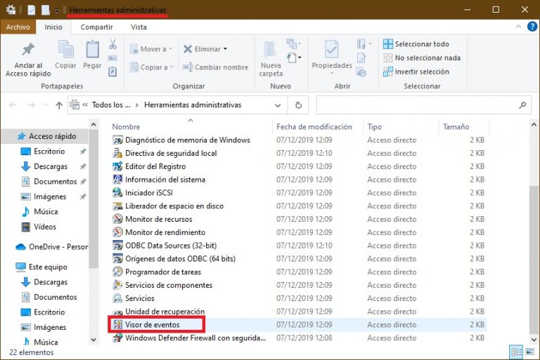 Cómo abrir el Visor de eventos registro de eventos en Windows 10