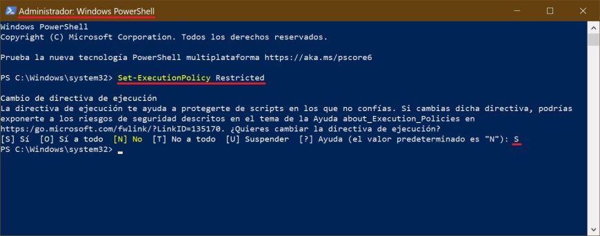 Windows PowerShell. La ejecución de scripts está deshabilitada en este ...